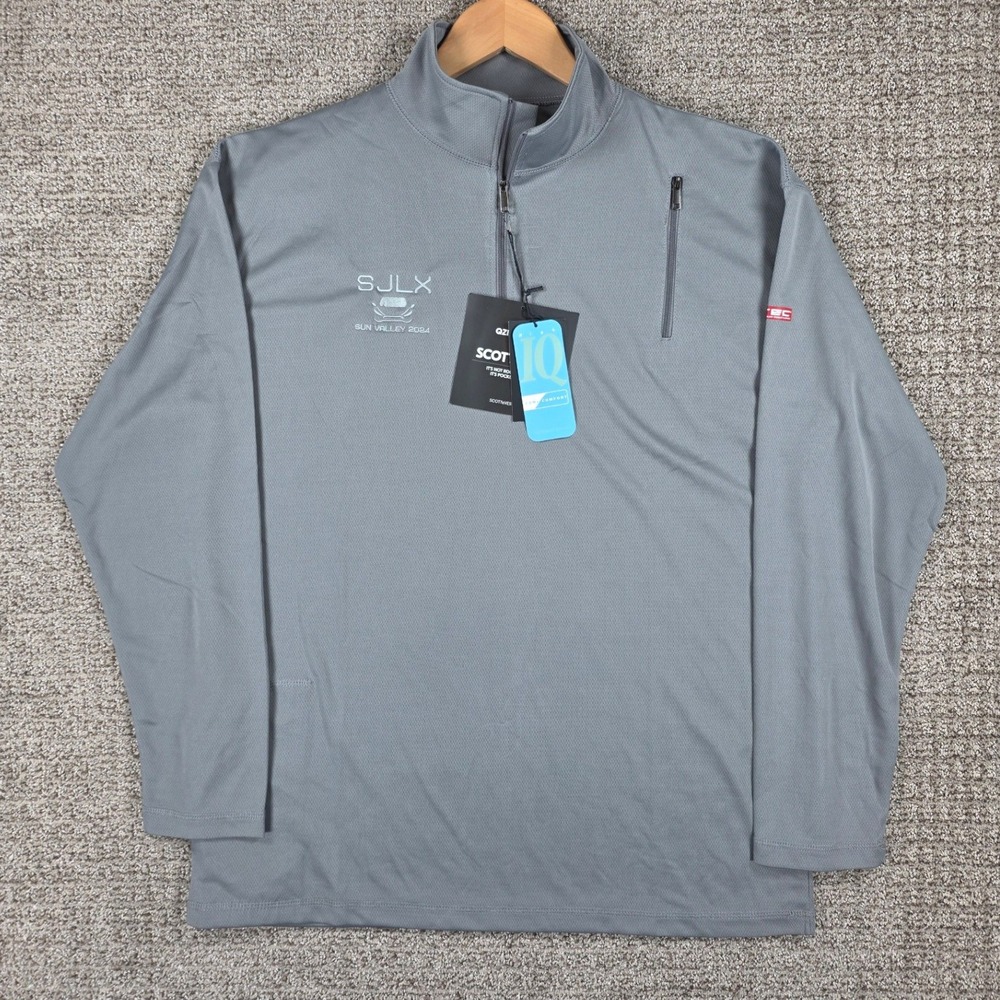 SCOTTeVEST QZIP Mens Size Large Gray 1/4 Zip Pullover Long Sleeve NWT